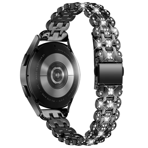 Samsung Galaxy Watch FE 40mm Rhinestone Decor Watch Band Metallarmband Armband - Svart