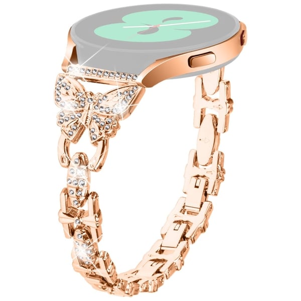 Samsung Galaxy Watch FE 40mm Butterfly Bling Rhinestone Decor Watch Band Metal Bracelet - Rose Gold Samsung Galaxy Watch FE 40mm Butterfly Bling Rhinestone Decor Watch Band Metal Bracelet - Rose Gold
