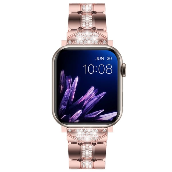 Apple Watch Series 41mm - 40mm - 38mm Stilig Rhinestones Decor Zinc Alloy Watch Band - Rosa