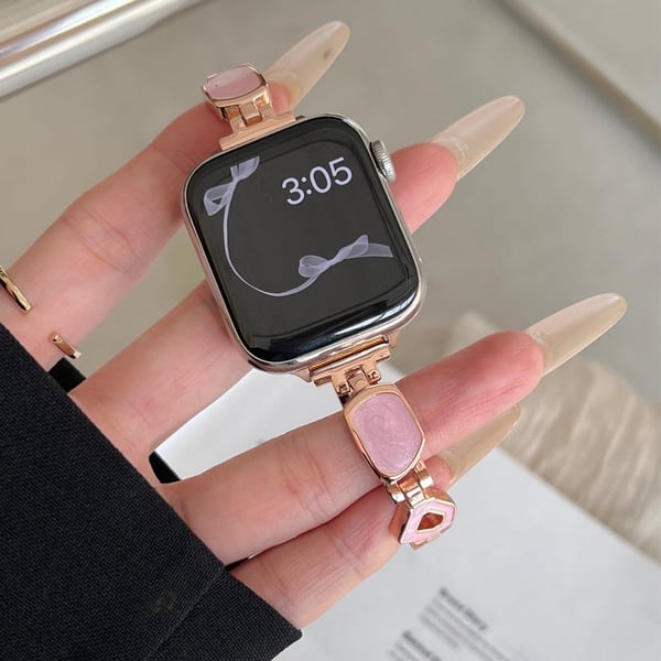 Apple Watch Series 41mm - 40mm - 38mm Epoxy Dekor Sinklegeringsarmbånd Klokkerem - Lyserosa / Rose Gull
