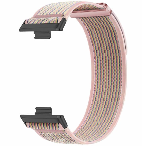 Huawei Watch Fit 3 Nylon Watch Band Adjustable Loop Fastener Strap - Pink