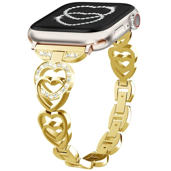 Apple Watch Series 49mm - 45mm - 44mm - 42mm Heart Design sinklegert klokkerem - Gull