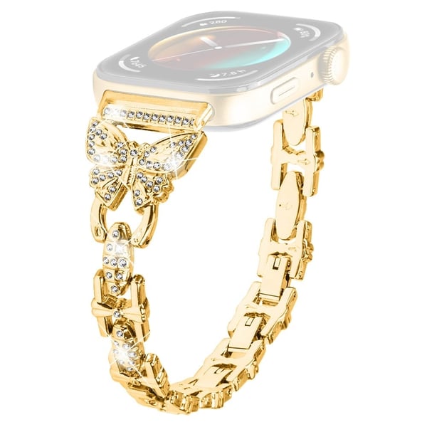 Huawei Watch Fit 3 Rhinestone Decor Butterfly Design Armbånd i rustfritt stål - Gull
