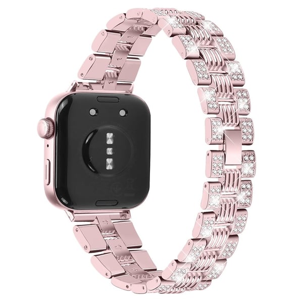 Huawei Watch Fit 3 Rhinestone Decor Thread Texture Smart Watch Band Metallarmbånd - Rosa Rose