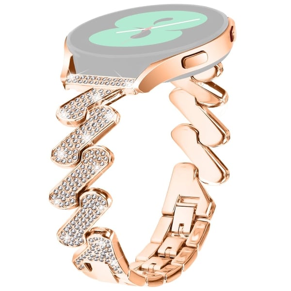 Samsung Galaxy Watch FE 40mm Bling Rhinestone Decor Watch Band Hard Alloy Bracelet - Rose Gold