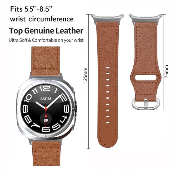 KALEBOL Samsung Galaxy Watch Ultra 47mm Watch Strap Genuine Cow Leather Wrist Band - Pink