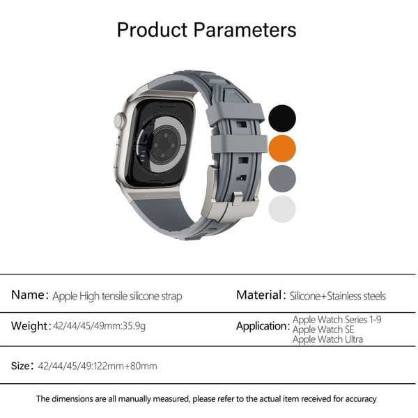 KALEBOL Apple Watch Series 49mm - 45mm - 44mm - 42mm Silikonarmbånd - Svart + Svart