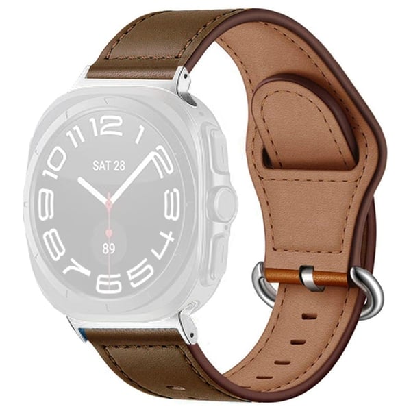KALEBOL Samsung Galaxy Watch Ultra 47mm Watch Strap Genuine Cow Leather Wrist Band - Coffee