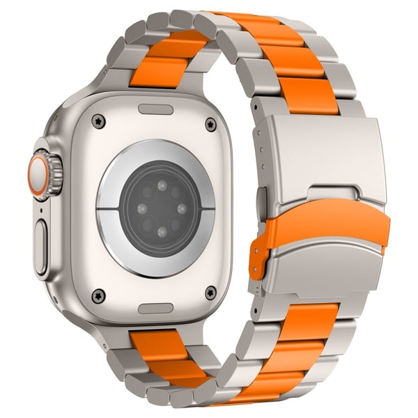 Apple Watch Series 49mm - 45mm - 44mm - 42mm 3-Perle Titanium Alloy Watch Strap - Titan + Oransje
