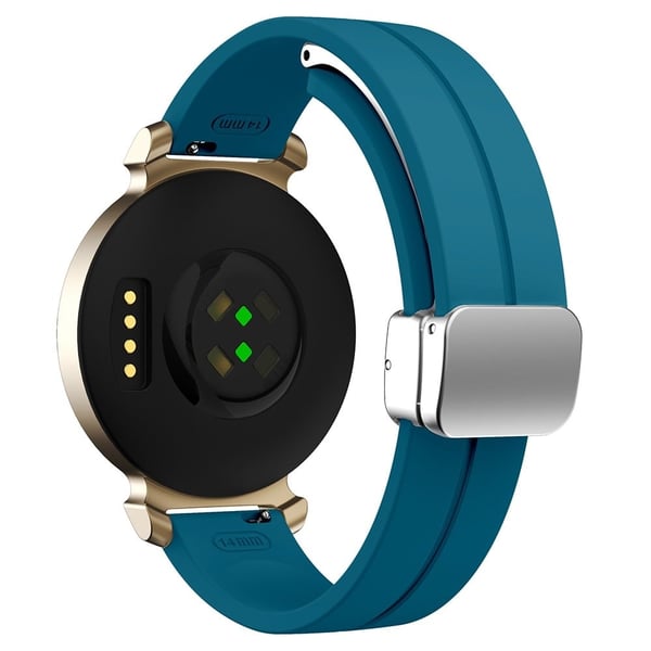 KALEBOL Garmin Lily 2 kellon hihna magneettinen solki silikoni rannekoru - Rock Syaani + Hopea Solki
