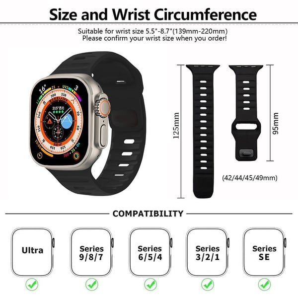 KALEBOL Apple Watch Series 49mm - 45mm - 44mm - 42mm Silicone Watch Band - Starlight