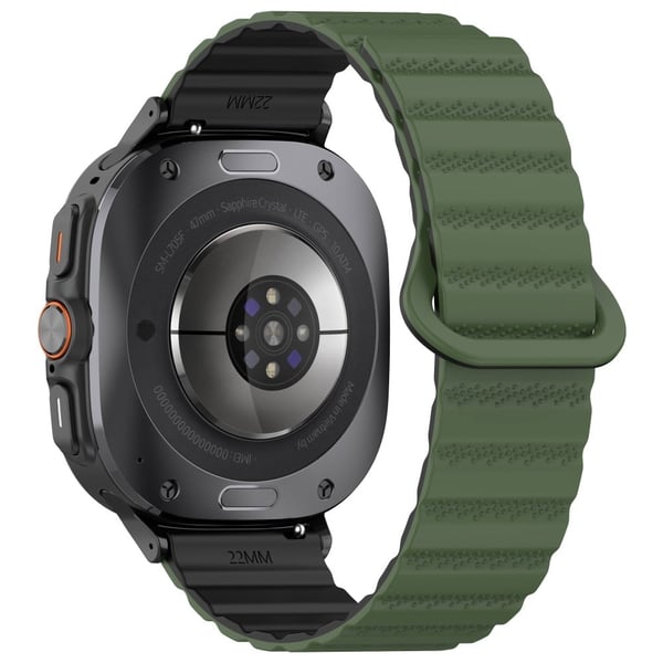 Samsung Galaxy Watch Ultra 47 mm magnetisk silikonklokkearmbånd med erstatningsrem - Militærgrønn + Svart Samsung Galaxy Watch Ultra 47 mm magnetisk silikonklokkearmbånd med erstatningsrem - Militærgrønn + Svart
