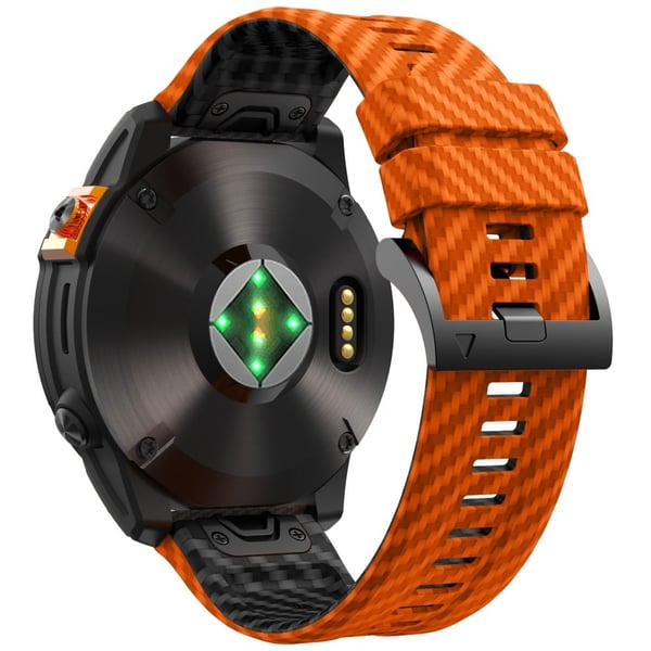 Garmin Fenix 7X Quickfit 26 mm karbonfiberteksturklokkerem Justerbar silikonrem - Oransje + Svart