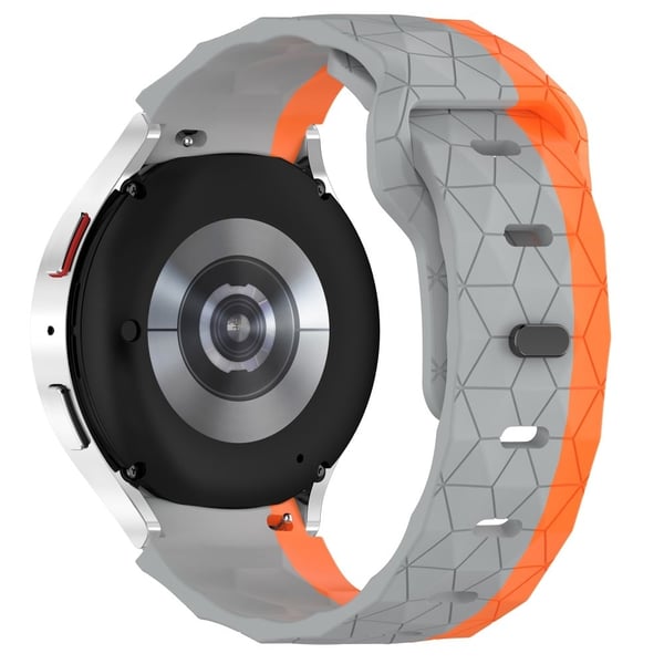 Samsung Galaxy Watch 20mm Watch Band Football Pattern Replacement Silicone Strap - Grey+Orange Samsung Galaxy Watch 20mm Watch Band Football Pattern Replacement Silicone Strap - Grey+Orange