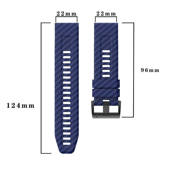 Garmin Fenix 7 Quickfit 22mm Replacement Watch Strap Carbon Fiber Texture Silicone Band - Black