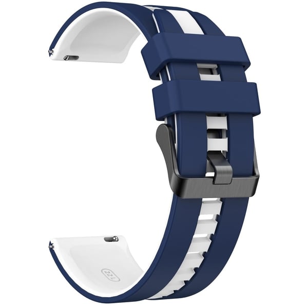 Huawei Watch GT 3 42 mm / GT 3 Pro 43 mm Universal 20 mm smartklokkearmbånd av silikonarmbånd - Mørkeblå + Hvit