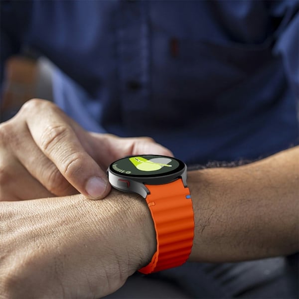 Samsung Galaxy Watch 20mm Wave Design Watch Band Stitching Line Decor Silicone Strap - Orange