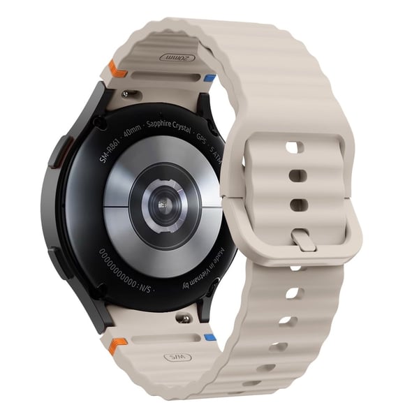 Samsung Galaxy Watch 20mm Wave Design Watch Band Stitching Line Decor Silicone Strap - Starlight