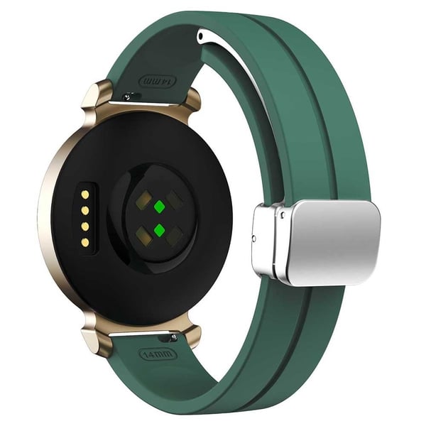 KALEBOL Garmin Lily 2 Klokkerem med magnetisk spenne Silikonarmbånd - Furugrønn + Sølvspenne KALEBOL Garmin Lily 2 Klokkerem med magnetisk spenne Silikonarmbånd - Furugrønn + Sølvspenne