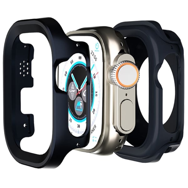 Apple Watch Ultra / Ultra 2 49 mm beskyttelsesdeksel av aluminium titanlegering + fleksibel klokkeramme - Midnattsblå Apple Watch Ultra / Ultra 2 49 mm beskyttelsesdeksel av aluminium titanlegering + fleksibel klokkeramme - Midnattsblå