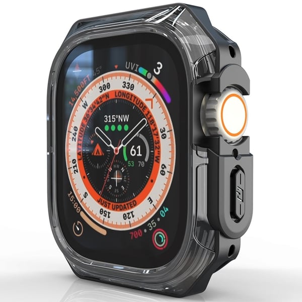 Apple Watch Ultra 49mm / Ultra 2 49mm kellon kehys Asia Bump Resistant + joustava Smartwatch Edge Protector - Läpinäkyvä Musta