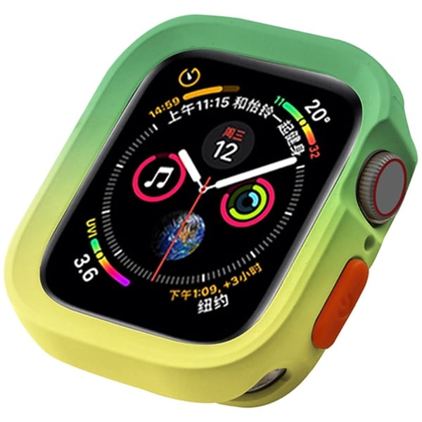 Apple Watch Series 4 / 5 / 6 / SE / SE (2022) 40mm / 7 / 8 / 9 41mm Dual Color Flexible Watch Case - Grønn + Gul