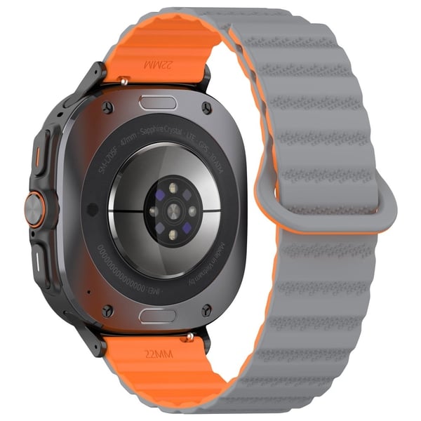 Samsung Galaxy Watch Ultra 47mm Magnetic Silicone Watch Band Replacement Strap - Grey+Orange Samsung Galaxy Watch Ultra 47mm Magnetic Silicone Watch Band Replacement Strap - Grey+Orange