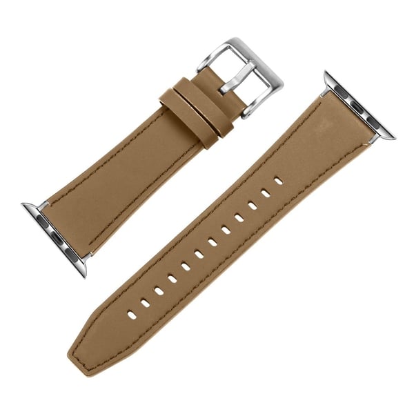 Apple Watch Series 49 mm - 45 mm - 44 mm - 42 mm ekte lærarmbånd - Lysebrun