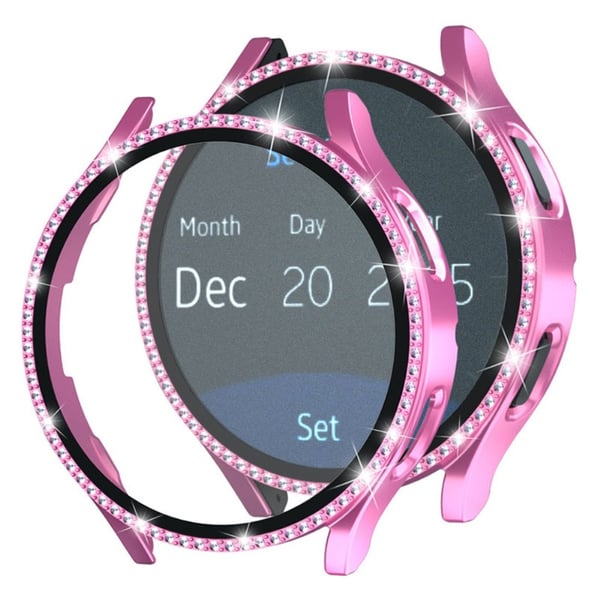 Samsung Galaxy Watch7 40mm Bump Resistant Watch Case Rhinestone Decor Cover karkaistulla lasikalvolla - Pinkki
