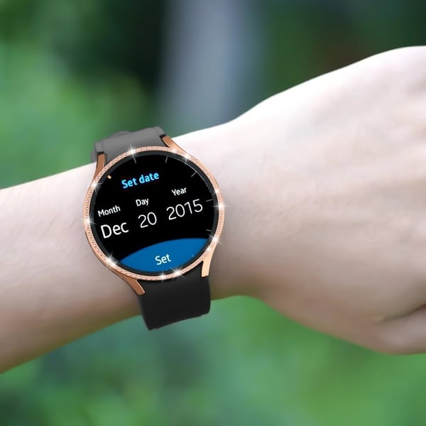 Samsung Galaxy Watch7 40 mm støtsikkert urdeksel med Rhinestone-dekor og herdet glassfilm - Rose Gull