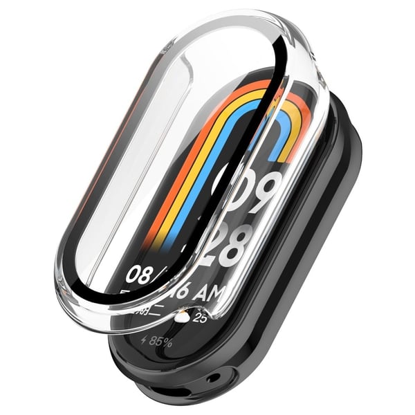 Xiaomi Mi Band 9 / 9 NFC Glanset støtbestandig deksel Watch Frame Case med skjermfilm i herdet glass - Gjennomsiktig Xiaomi Mi Band 9 / 9 NFC Glanset støtbestandig deksel Watch Frame Case med skjermfilm i herdet glass - Gjennomsiktig