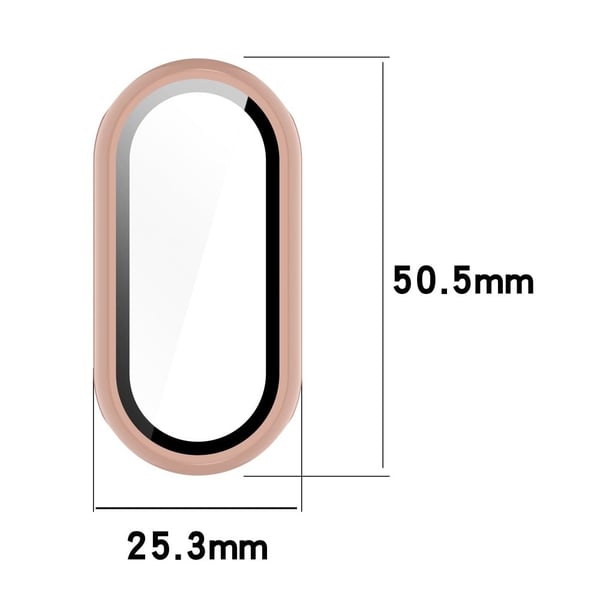 Xiaomi Mi Band 9 / 9 NFC Glanset støtbestandig deksel Watch Frame Case med skjermfilm i herdet glass - Rosa