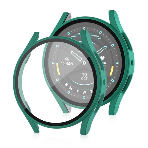 Samsung Galaxy Watch7 44mm matt fodral med skärmfilm av härdat glas hårt stötskyddande klockfodral - Grön