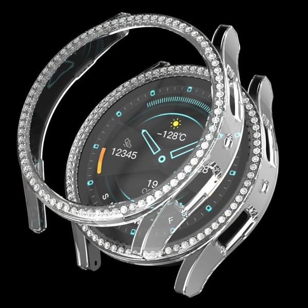 Samsung Galaxy Watch7 44 mm støtsikkert klokkeveske med Rhinestone-dekorasjon og uthult deksel - Gjennomsiktig