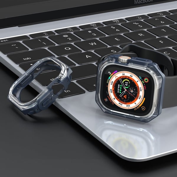 Apple Watch Series 7 / 8 / 9 45mm Watch Frame Case Bump Resistant + Fleksibel Smartwatch Edge Protector - Midnattsblå