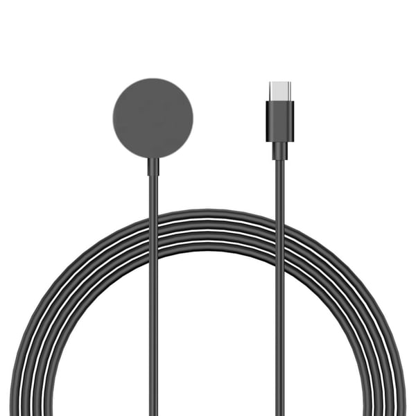 Apple Watch 1 m Type-C-port ladekabel med rund trådløs ladestasjon - Svart