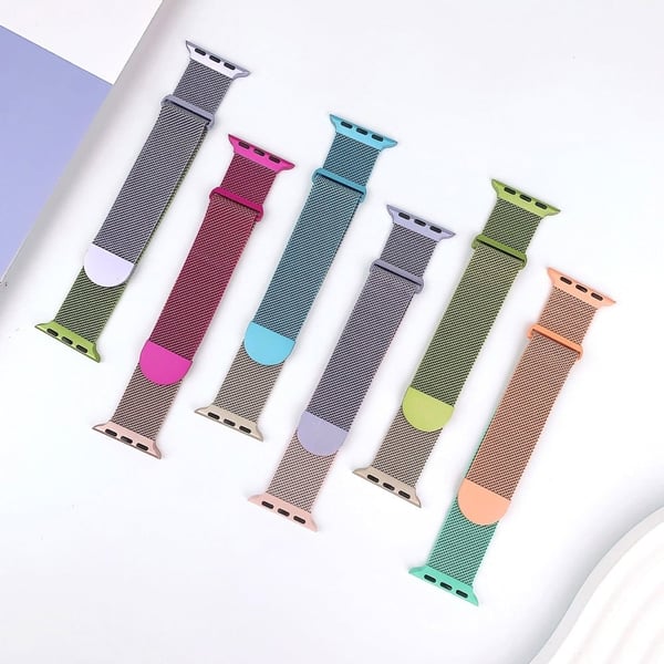 Apple Watch Series 49mm - 45mm - 44mm - 42mm - Gradient Milanese Strap - Oranssi + Vihreä