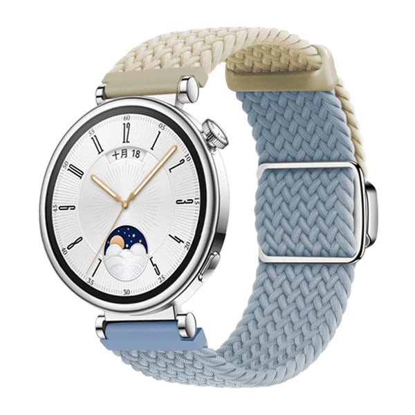 Huawei Watch GT 4 41 mm universal 18 mm klokkerem vevd armbånd med sølvfarget magnetisk spenne - Stjernelys + Rock Cyan