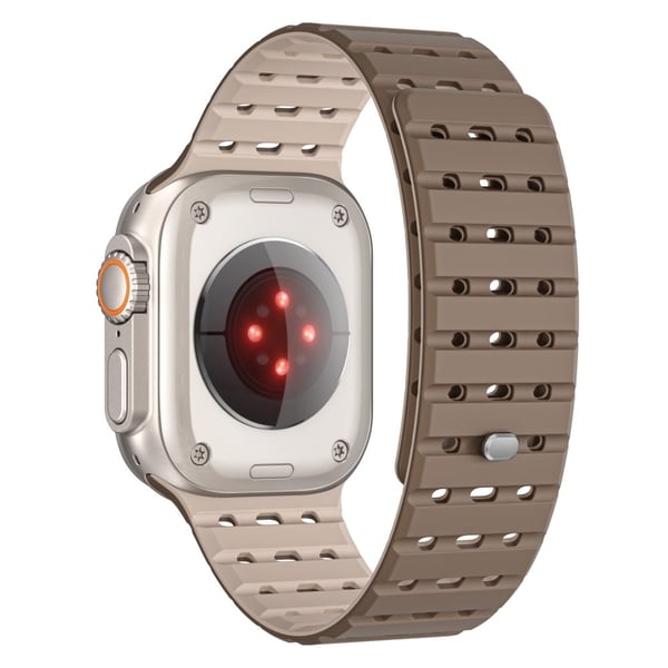 Apple Watch Series 49mm - 45mm - 44mm - 42mm Breathable Silicone Strap - Brown+Apricot Apple Watch Series 49mm - 45mm - 44mm - 42mm Breathable Silicone Strap - Brown+Apricot
