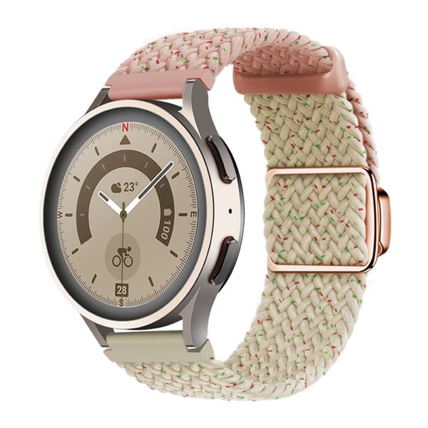 Huawei Watch GT 3 42 mm / GT 3 Pro 43 mm Universal 20 mm klokkerem med magnetisk spenne vevd armbånd - Konfetti Rosa + Starlight / Rosa Gullspenne