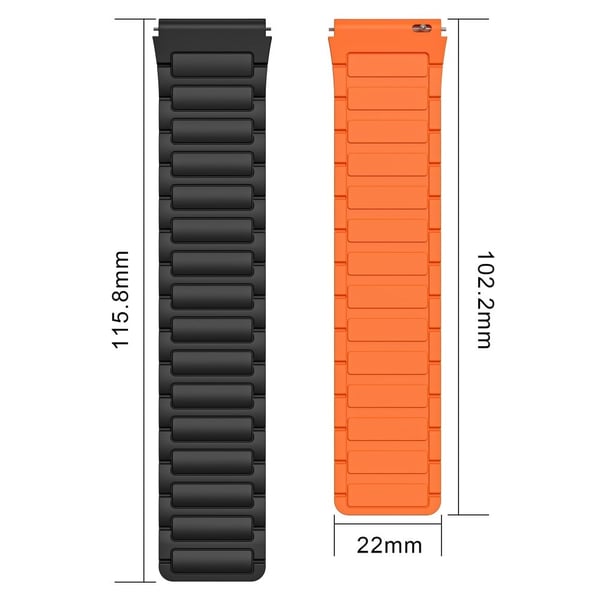 Huawei / Samsung Smart Watch Silicone Band 22mm Universal Magnetic Replacement Strap - Starlight+Orange