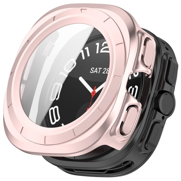 Samsung Galaxy Watch Ultra 47mm Bump Resistant Protective Case Watch Frame Integrated with Tempered Glass Screen Film - Matte Pink Samsung Galaxy Watch Ultra 47mm Bump Resistant Protective Case Watch Frame Integrated with Tempered Glass Screen Film - Matte Pink