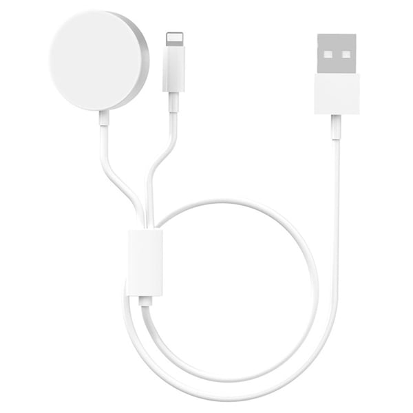 Apple Watch ABS+Aluminum Alloy Round Wireless Charging Dock + 8-pin 1m 2-in-1 Charging Cable