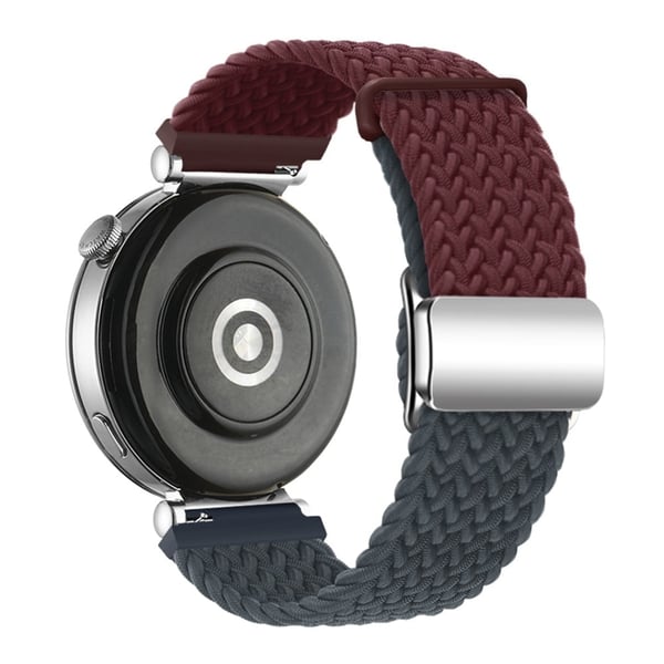 Huawei Watch GT 4 41 mm universal 18 mm klokkerem vevd armbånd med sølvfarget magnetisk spenne - Vinrød + Mørkeblå
