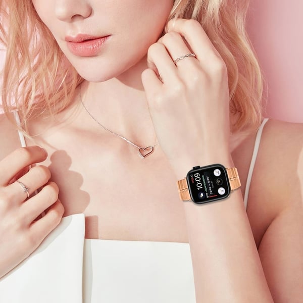 Apple Watch Series 49mm - 45mm - 44mm - 42mm Stainless Steel Strap - Rose Gold