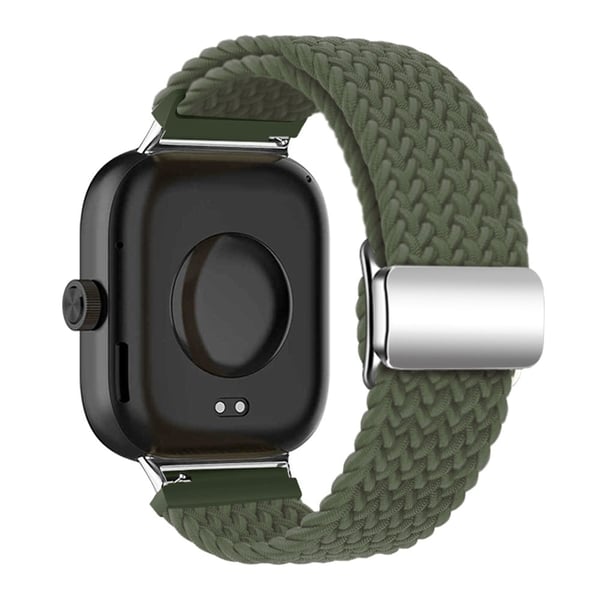 Xiaomi Smart Band 8 Pro / Redmi Watch 4 Loop Strap Magnetic Buckle Woven Watch Band - Mørk Olivengrønn