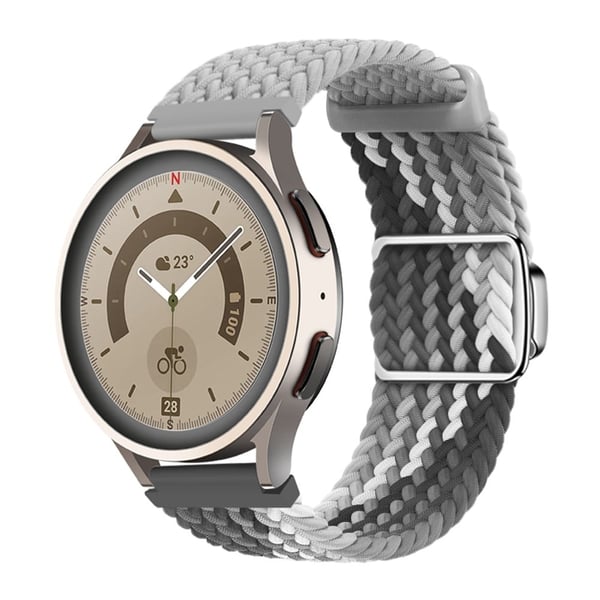 Huawei Watch GT 3 42 mm / GT 3 Pro 43 mm Universal 20 mm vevd reim med magnetisk sølvspenne - Lysegrå + Mørk Sjokolade
