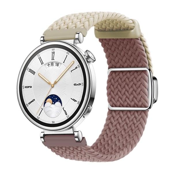 Huawei Watch GT 4 41mm Universal 18mm Watch Strap Woven Wrist Band with Silver Magnetic Buckle - Starlight+Smoky Purple