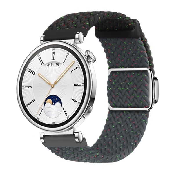 Huawei Watch GT 4 41mm Universal 18mm Watch Strap Woven Wrist Band with Silver Magnetic Buckle - Confetti Black+Dark Blue