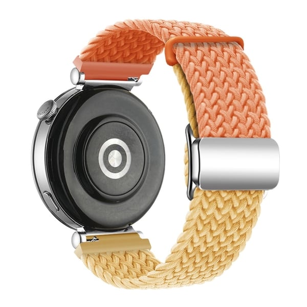 Huawei Watch GT 4 41mm Universal 18mm Watch Strap Woven Wrist Band with Silver Magnetic Buckle - Orange+Yellow